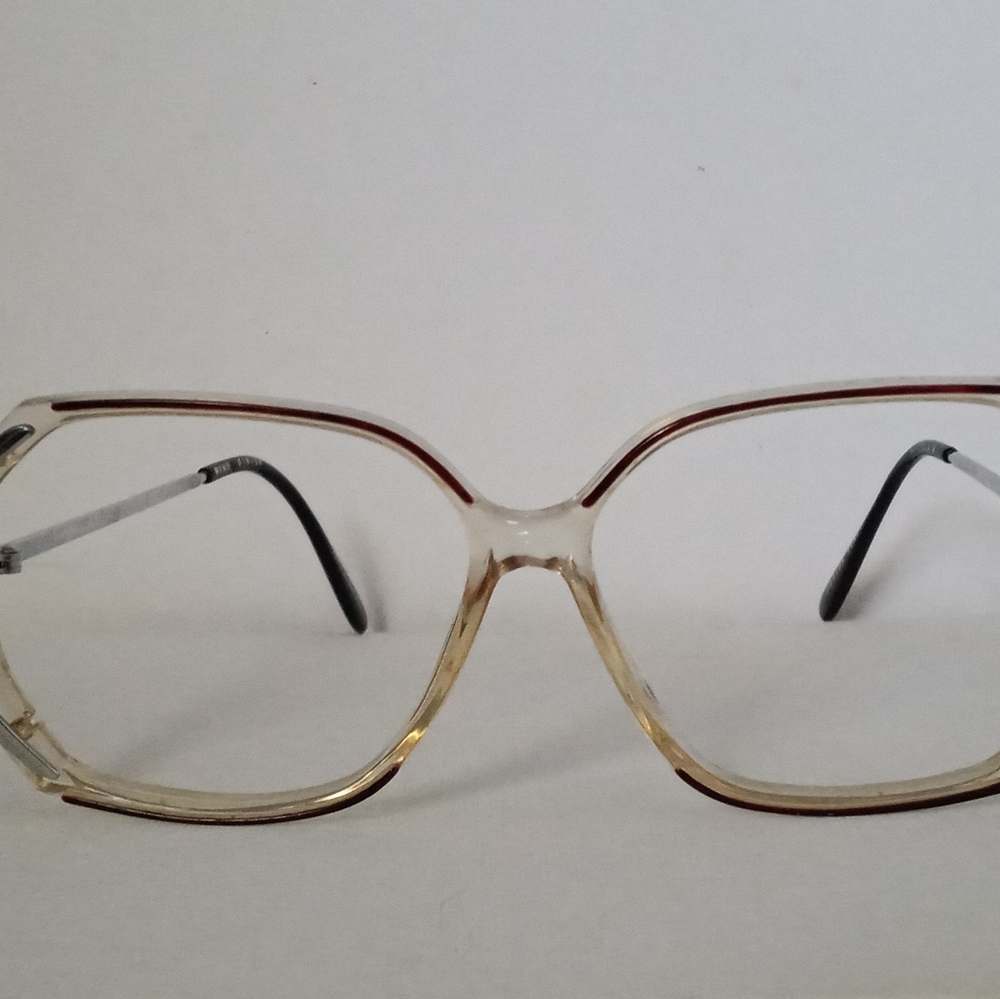 Vintage Mod Clear/Black Eyeglass Frame  NOS  Hong Kong, Italy